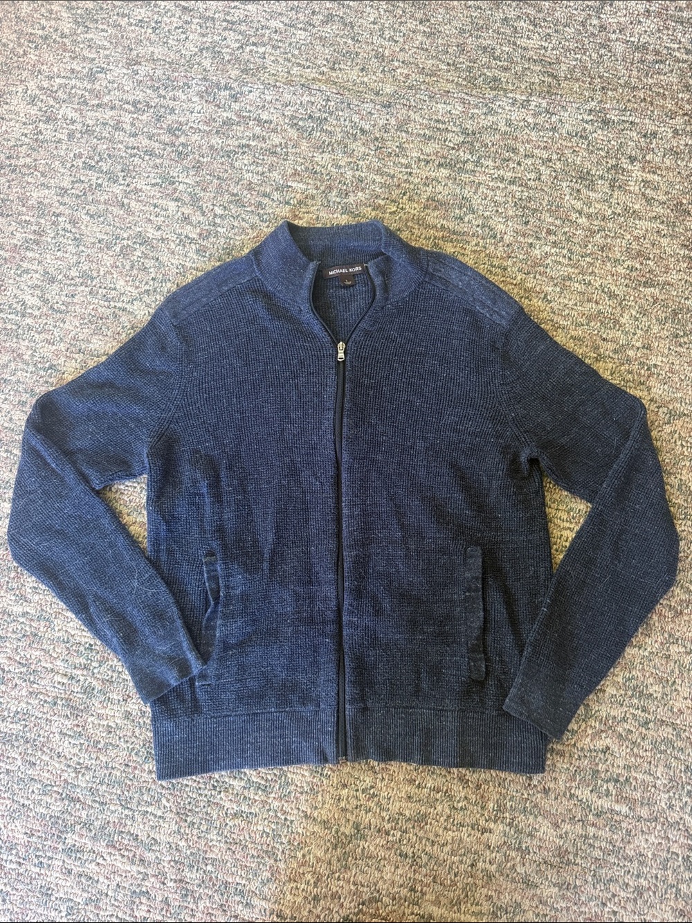 Michael Kors Men's Dark Navy Full-Zip Knit Sweater